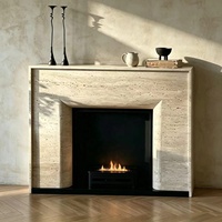 Encadrement de Cheminée Moderne en Pierre de Travertin, Cadre Minimaliste en Marbre Naturel pour Décoration Intérieure de Villa