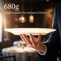 Assiettes plates en porcelaine blanche de 680 g, 10 pouces, de qualité supérieure, pour la restauration, les banquets d'hôtel, la vaisselle de restaurant