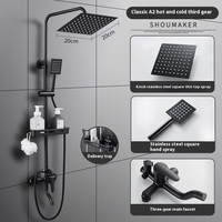 Robinet de salle de bain moderne en laiton noir mural, kits en laiton, douche à effet pluie, mitigeur, ensemble de robinets, ensemble de douche