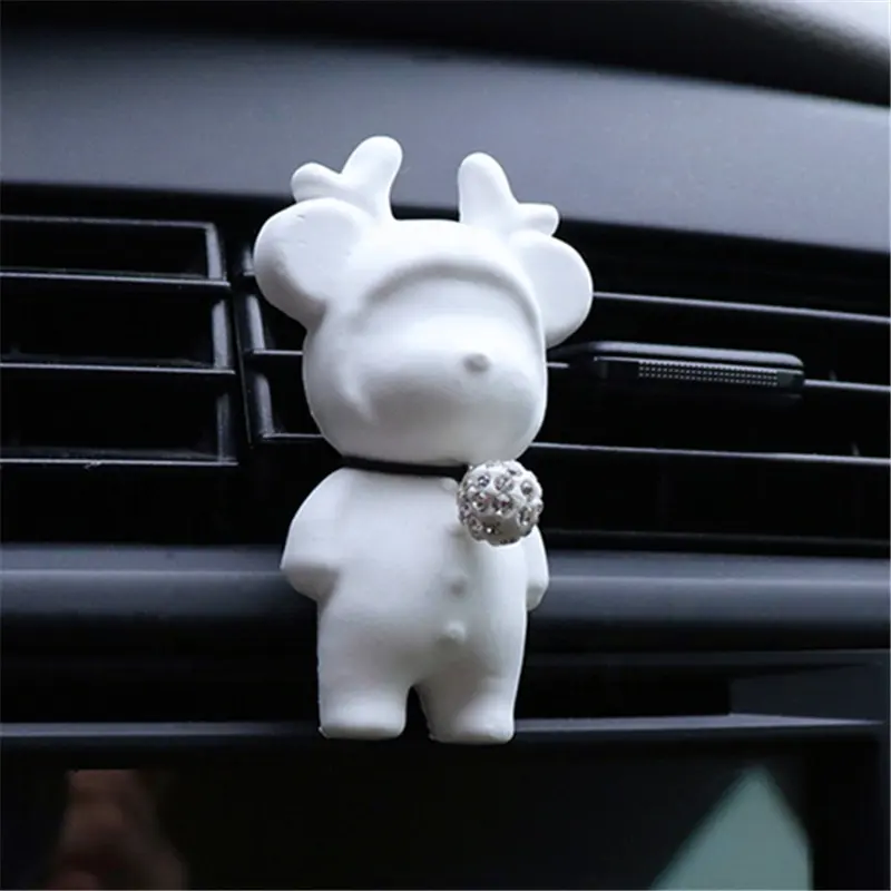 Urso branco em forma de urso, fofo, aromaterapia de cerâmica para interior de carro, ventilador, difusor automático de perfume