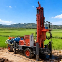 Foreuse diesel à circulation inversée haute vitesse, diamètre 200 mm, avec pompe moteur, montée sur remorque, sur roues, pour puits d'eau et forage de roche