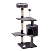 Cadre d'escalade intégré pour lit de chat avec plate-forme de saut en sisal et support d'arbre à chat jouet