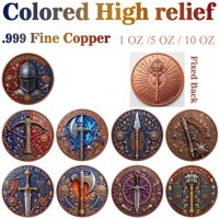 Koin Tembaga Murni 999 1 oz Warna Sporty Relief Tinggi Seri Age of Weapons UV 3D Edisi Kolektor Koin Tembaga