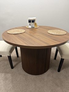 Tavolo da Pranzo Allungabile <span class=keywords><strong>in</strong></span> <span class=keywords><strong>Noce</strong></span>, Tavolo da Cucina Rotondo Espandibile con Base Scanalata, <span class=keywords><strong>Tavoli</strong></span> da Cena Ovali <span class=keywords><strong>in</strong></span> Stile Moderno Farmhouse - Product Image 3