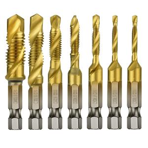 Titanium Combination Drill and Tap Set, Metric <b>Thread</b> HSS M3-M10 Screw Tapping Bit <b>Tool</b> 1/4" Hex Shank - Product Image 6