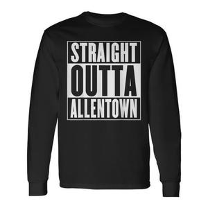 Maglietta a maniche lunghe Straight Outta Allentown, maglietta promozionale unisex nera - Product Image 1