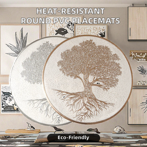 Modern Round PVC Tree Design Eco-Friendly Heat Resistant <b>Placemats</b> 38cm Non-Slip for Home Kitchen Decor - Product Image 2