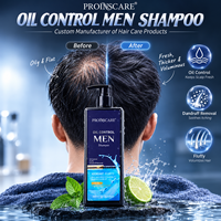 Shampooing Professionnel Personnalisé pour Hommes, à Base de Plantes, Anti-Crépitations, Contrôle du Sébum 12h, Rafraîchissant et Anti-Pelliculaire pour Cheveux Gras