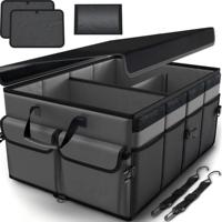 Boîte de rangement de coffre extra large avec compartiments extensibles, organisateur de coffre de voiture pour la plupart des véhicules et l'intérieur