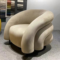 Fauteuils modernes pour hall d'hôtel, chaises d'appoint pour chambre à coucher, lot de 2 pour salon, fauteuil individuel de luxe en velours, canapé une place