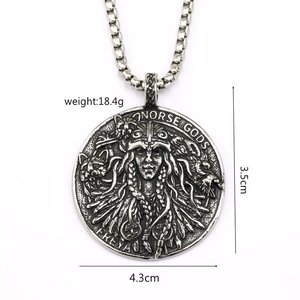 Colgante yunnique de los dioses nórdicos Freya, amuleto con temática vikinga de acero inoxidable para hombres y mujeres, joyería de regalo - Product Image 5