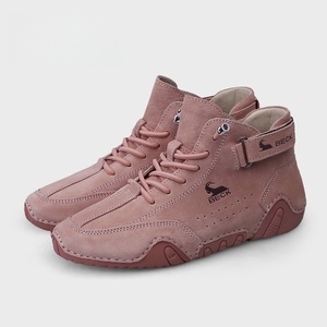Zapatillas de caminar de gamuza con hebilla para mujer, de caña alta, informales, con cordones, suela de goma antideslizante para exteriores - Product Image 2