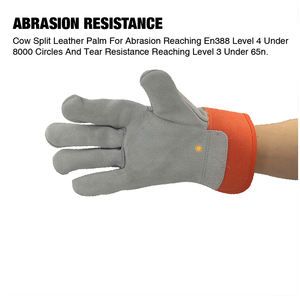 Guantes de trabajo duraderos de cuero dividido resistentes al calor con cinta reflectante alta - Product Image 4