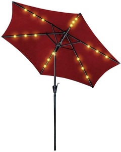 Sombrilla de Jardín Moderna Impermeable de 2.7M con Botón de Inclinación, Manivela y Luces LED Solares, para Uso en Exteriores y Patios - Product Image 1