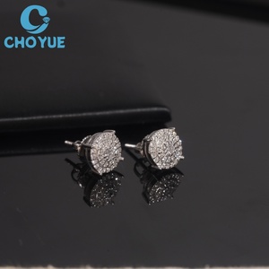 HPHT Lab Diamond <b>Stud</b> Earrings Round Brilliant Cut Solid 925 <b>Silver</b> Rhodium Plated Screw Back <b>Stud</b> Round Earrings Jewelry - Product Image 4