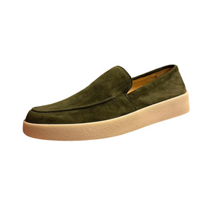 Mocassins en daim vert olive pour homme, chaussures décontractées à talon bas, légères, semelle souple, style pêcheur - Product Image 1