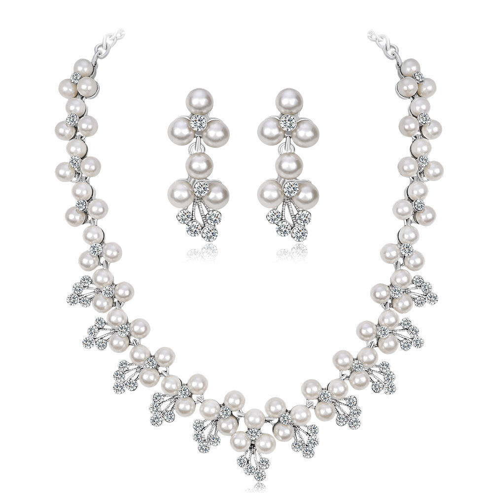 Custom Pearl Rhinestone Bridal Jewelry Sets \u0026 Earrings for Women Odm Custom Pearl Rhinestone Bridal Jewelry Sets \u0026 Earrings For Women Odm