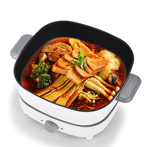 Olla caliente eléctrica multifuncional blanca de 4L de nuevo diseño, sartenes de dos sabores, tapas de vidrio de aluminio con patrón cuadrado <span class=keywords><strong>para</strong></span> uso doméstico en RV - Product Image 4