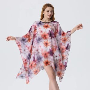 Chales de Gasa con Estampado Floral de Verano, Kaftanes de <span class=keywords><strong>Protección</strong></span> <span class=keywords><strong>Solar</strong></span> para Bikini, Vestido Holgado de Playa para Mujer, Tipo Pullover - Product Image 2