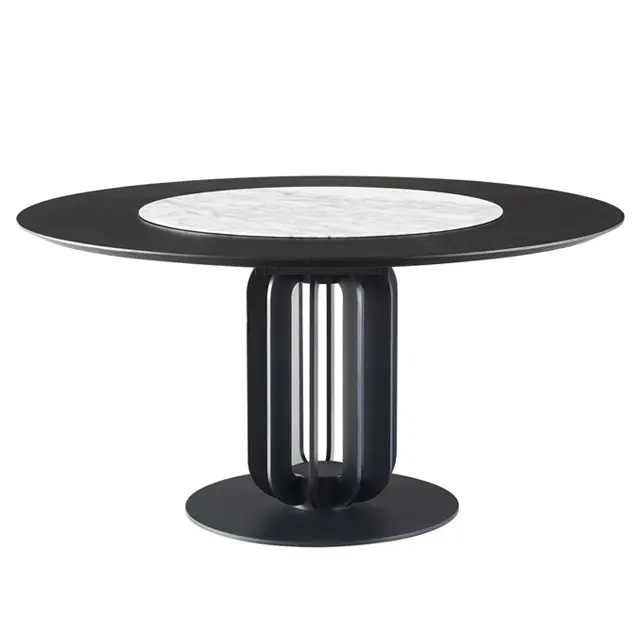 Dining Room Furniture 150CM Carbon Steel Base Medium White Marble Round Dining Table