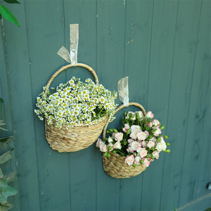 Nước Làm Bằng Tay Lục Bình <span class=keywords><strong>Wicker</strong></span> Tường Giỏ Trong Nhà Ngoài Trời Treo Trồng Cho Hoa Hiển Thị Lưu Trữ Giỏ - Product Image 2