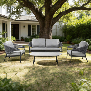 Ensemble de meubles de patio en corde pour toutes les saisons, canapé d'extérieur moderne avec table basse, ensemble de salon de jardin de luxe pour balcon - Product Image 1