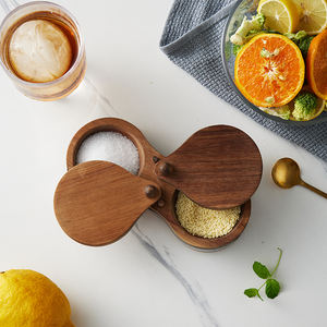 Casa naturale legno di Acacia 2 in 1 Sugar Keeper condimento in legno sale sale scatola cantina con coperchio - Product Image 2