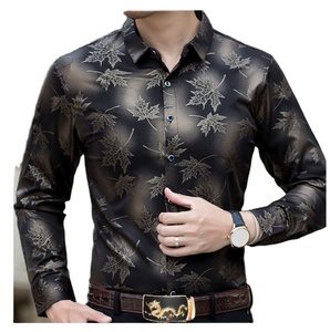 Erkek streç kırışıklık ücretsiz elbise gömlek resmi düğün balo uzun kollu Slim Fit düğme up gömlek - Product Image 1