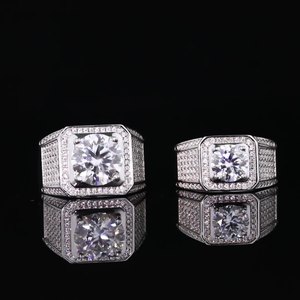 Anillo <span class=keywords><strong>de</strong></span> moissanita <span class=keywords><strong>de</strong></span> Plata <span class=keywords><strong>de</strong></span> Ley 925 para hombre, anillo grande dominante para hombre, chapado en <span class=keywords><strong>oro</strong></span> Pt950, directo <span class=keywords><strong>de</strong></span> fábrica, venta al por mayor, regalo perfecto - Product Image 6