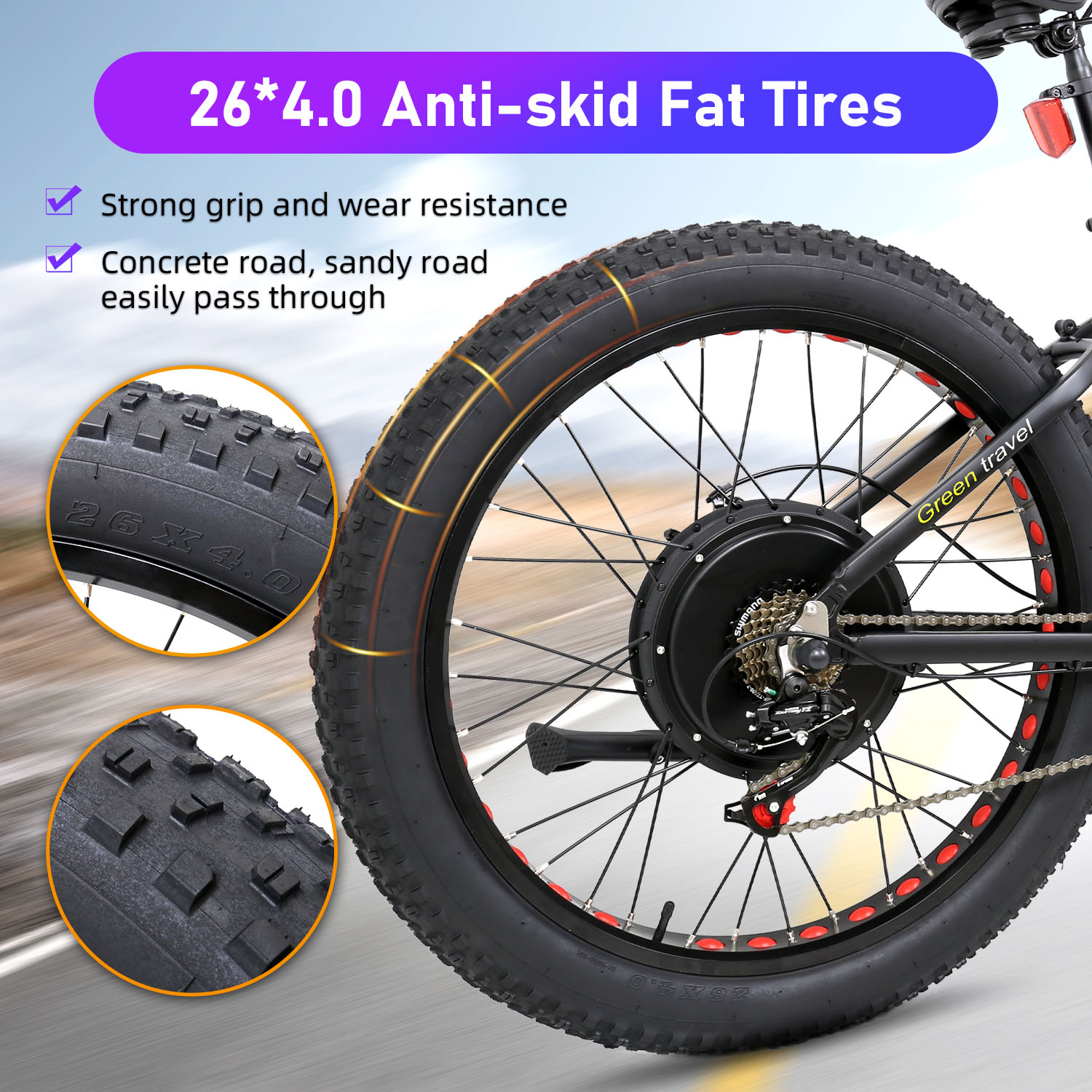 60V 2000W Powerful e-bikes A7AT26 55km/h speed long range 26”*4 chopper fat tire - A7 Series - 5