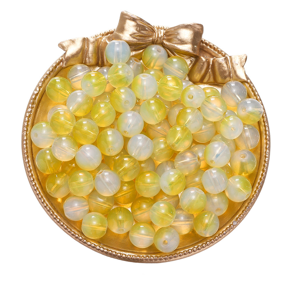 Opale de verre bicolore - jaune et blanc