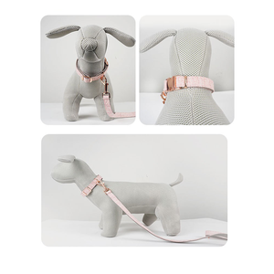 Kain Wol Lembut Hewan Peliharaan Dapat Disesuaikan Mewah Premium Yang Dapat Disesuaikan Kerah dan Tali Anjing Tweed Satu Set dengan Gesper Emas Mawar - Product Image 6