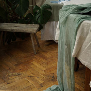 Chemin de table élégant en étamine bleue avec motif imprimé tissé pour les dîners formels Mariages Espaces extérieurs de Noël - Product Image 3