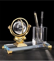 Ensemble de porte-stylos en cristal en forme de globe métallique or, argent, bronze, cadeau d'anniversaire, décoration de table MH-B0386