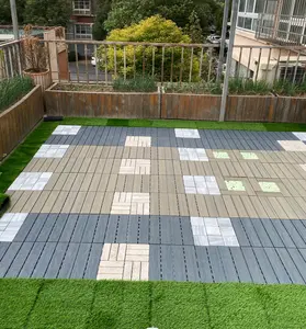 Deck WPC azulejos jardim pátio varanda piso composto intertravado cinza
