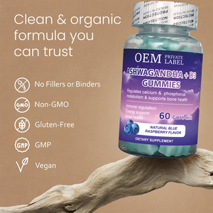 Жевательные конфеты OEM Ashwagandha + D3 со вкусом натуральной синей малины для поддержки иммунитета и энергии - Product Image 4