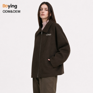 <span class=keywords><strong>Manteau</strong></span> en laine pour femme, veste courte, vêtement thermique d'hiver, certifié GRS BSCI CE, respectueux de l'environnement, ODM/OEM, logo personnalisé, livraison rapide - Product Image 2