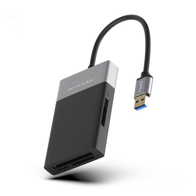 High Speed Data Transfer 6 in 1 USB 3.0 Hub with SD TF CF XQD Card Reader for Camera Laptop Mobile Phone