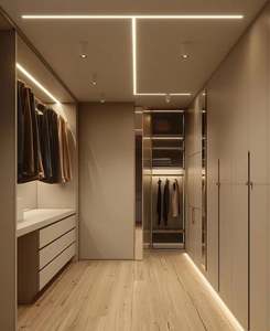 Armoire contemporaine en bois aluminium ensemble de meubles de chambre à coucher en bois armoire personnalisée vestiaire ambulant - Product Image 5