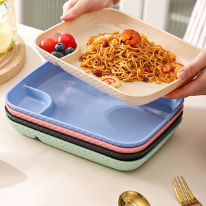 Assiette rectangulaire en plastique incassable pour fêtes et pique-niques, motif quadrillé créatif, style japonais, vente en gros sur mesure - Product Image 2
