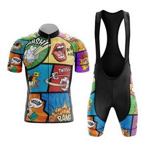 Custom Heat-Transfer Unisex <b>Cycling</b> Jersey Set Eco-Friendly Active Stretch Quick Dry Breathable Pop Art Comic Print Road Bike - Product Image 2