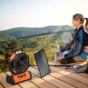 20000mAh di động ngoài trời năng lượng mặt trời cắm trại người hâm mộ điều khiển từ xa với ánh sáng LED năng lượng mặt trời có thể sạc lại Bàn fan hâm mộ - Product Image 3