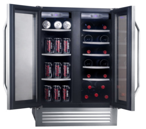 Frigorifero per Vini e Bevande OEM Commerciale Personalizzato Side by Side da 24 Pollici, 21 Bottiglie 61 Lattine, Frigo <span class=keywords><strong>Vino</strong></span> a Doppia Zona con Compressore - Product Image 4