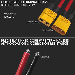 Arnés de Cables XT60 Personalizado, Conector de 2 Pines Macho y Hembra PA66 con Cable de Silicona Suave de 12AWG 14AWG para Batería Lipo RC - Product Image 3