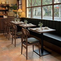 Ensemble de mobilier de restaurant en bois massif de style nordique, banquettes et chaises de qualité commerciale JMS808