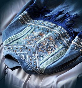 <span class=keywords><strong>Veste</strong></span> en jean avec broderie pour <span class=keywords><strong>femme</strong></span>, nouveau style 2022 - Product Image 4