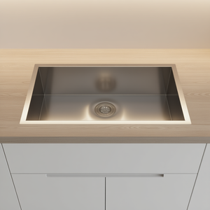 Évier de cuisine encastré en acier inoxydable 30x18x9, cuve simple rectangulaire, surface brossée, design moderne - Product Image 2