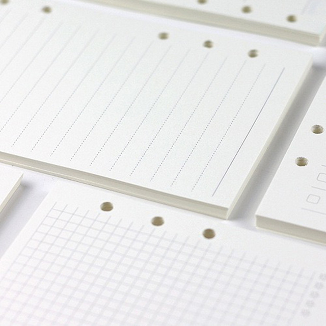 A5 A6 A7 A8 6-Ring Loose Leaf Replaceable Blank Paper 6 Ring Notebook Planner Refill Paper for Diary Notebook