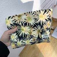 Tas Kosmetik Motif Bunga Segar untuk Wanita, Tas Jinjing Portabel Kapasitas Besar untuk Perjalanan, Penyimpanan Harian, Tas Kosmetik, Lipstik, dan Clutch