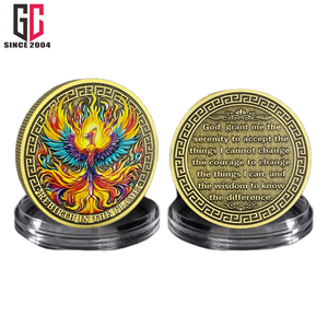 Moneda de desafío de Metal personalizada de fábrica de 12 años <span class=keywords><strong>Medalla</strong></span> de renacimiento de llama de Fénix que inspira tranquilidad y <span class=keywords><strong>valor</strong></span> Moneda de restauración - Product Image 3